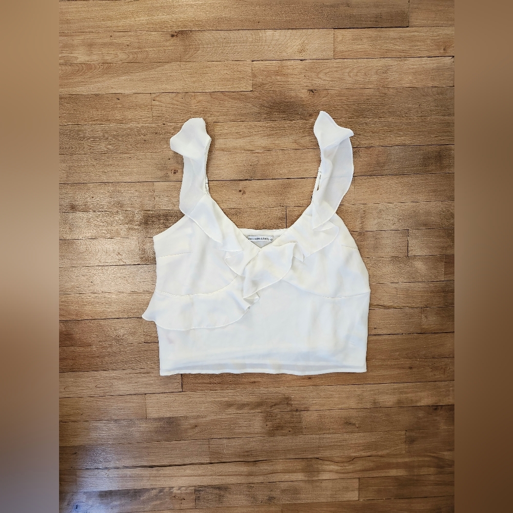 Abercrombie & Fitch White Ruffle Top